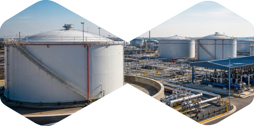 Oil and gas storage tanks and terminal equipment